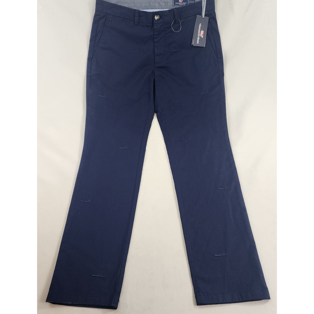 Vineyard Vines breaker pants W 32 L 32 navy pocket zip embr boats $89.50 mens